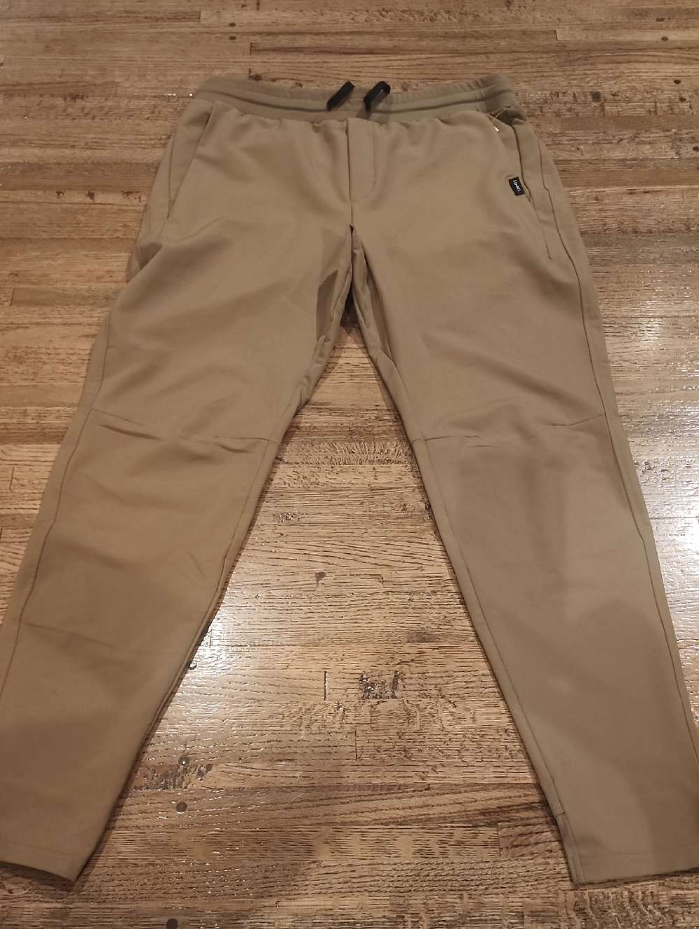 Men's Tan Slim Tech Joggers with Drawstring Waist